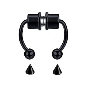 Unisex Stainless Steel Magnetic <strong>Nose</strong> <strong>Ring</strong> Gold Plated Fake Piercing with Cone <strong>Balls</strong> Reusable Wedding Fashion Jewelry - Product Image 4