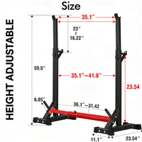 Support de musculation réglable en métal pour barres et haltères - Banc de musculation multifonctionnel pour intérieur, capacité 600 lb, unisexe