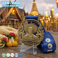 Médaille personnalisée en alliage de zinc bronze antique, portrait 3D en relief, ajourée, pour événement culturel thaïlandais, course, souvenir, récompense sur mesure