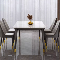 Ensemble de table et chaises de salle à manger de luxe en mobilier moderne avec plateau en pierre pour la maison et l'atelier