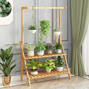 Étagère à fleurs pour balcon, étagère de rangement sur pied, étagère à plantes succulentes pour rebord de fenêtre intérieur, étagère de salon en bois massif, pliable - Product Image 3