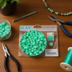 Perline Ilan Abalorio 8mm in Tinta Unita per Creazione di Gioielli - Product Image 3
