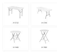 Ensemble de table et de chaises pliantes carrées d'extérieur portables - 6 pieds de longueur, design moderne en plastique blanc, utilisation hôtelière, hauteur réglable