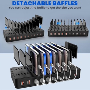 10 Position Desktop Charging Stand With 6 USB Ports Type C For Tablet Phone Kindle Speaker Earphone <b>Watch</b> Universal Holder - Product Image 2
