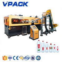 Machine de soufflage de bouteilles d'eau en plastique PET à 6 cavités Vpack, automatique avec PLC et moteur, 9000 BPH, souffleur de bouteilles à entraînement servo