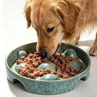 HomyPawz Grand bol en céramique écologique à points bulles, design colonne, pour la stimulation olfactive et l'alimentation lente des chiens et des chats