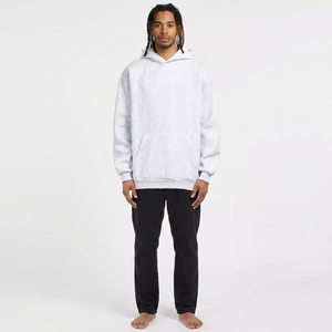 Sweat à capuche en molleton de coton blanc pour homme, durable, grande taille, uni, coupe ample, pour un usage quotidien confortable en extérieur - Product Image 1