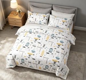 Ensemble de literie moderne 3 pièces 100 % coton pour bébé et enfant, housse de <span class=keywords><strong>couette</strong></span> et taie d'oreiller 120x90 cm pour lit de bébé 12 mois et plus (Renards) - Product Image 5