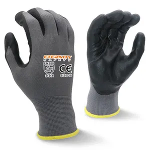 ENTE SAFETY Black shell short bright color blue cheap safe nitrile coated gloves for builder