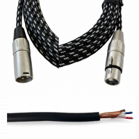Câble de microphone XLR mâle-femelle OEM CH-R025 en tweed avec blindage spiralé, gaine en PVC et conducteur en cuivre sans oxygène