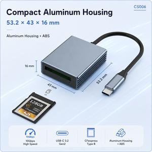 Lecteur de cartes CFexpress/XQD USB-C 3.2 Gen2, lecteur 10 Gbps CFexpress/XQD/NVMe <span class=keywords><strong>pour</strong></span> appareils <span class=keywords><strong>photo</strong></span> professionnels - Product Image 4