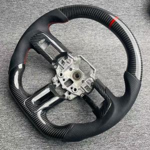 Volant de voiture en fibre de carbone adapté à Ford <span class=keywords><strong>Mustang</strong></span> GT S550 GT350 GT500, volant de voiture en cuir, accessoires automobiles - Product Image 5