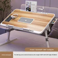 Table d'appoint portable en MDF réglable en hauteur pour lit, bureau, ordinateur portable, table paresseuse, table de baie vitrée, pliable, petite, de type panneau, rétractable