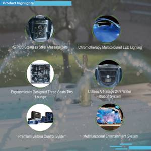 Sunrans เซ็กซี่นวดฟรีวิดีโอญี่ปุ่น 5 คนอ่างน้ําร้อนสําหรับสวนโอเอซิส Balboa หลอดร้อนอ่างสปากลางแจ้ง - Product Image 2