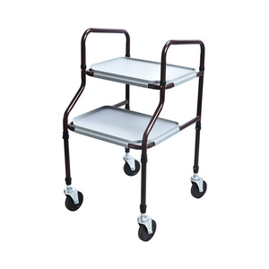 Chariot de rangement à quatre roues en alliage d'aluminium à double couche pour usage domestique et médical, chariot de service portable avec deux étagères - Product Image 2