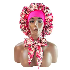 Wholesale Special Design Extra Large Sleep Cap African Women Bonnet With Tie For Ladies