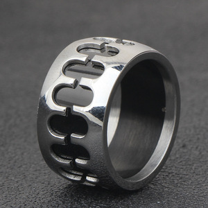 Anillo de Acero de Titanio de 12 mm con Patrón Geométrico, Joyería de Moda para Hombre, Regalo - Product Image 1