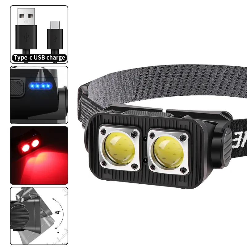 Type-C Rechargeable 3W LED Headlamp 4 Mode Running Head Torch Portable Mini LED Head Light with Motion Sensor