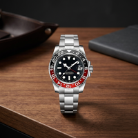 Reloj de Buceo con Esfera MOD GMT NH34 para Movimiento, Analógico, Resistente al Agua 50 Bar, Correa de Acero Inoxidable de 20 mm, Cristal de Zafiro