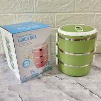 Edelstahl Bento Lunchbox Niedlicher Thermobehälter Zweistöckig 3,1-4L Fassungsvermögen Vier Fächer Tragbar Luftdicht Verschließbar