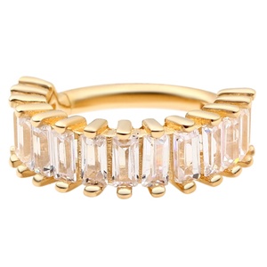 Piercing Stories 14K Solid <b>Gold</b> Body Piercing Exquisite Side Rectangle CZs Hinged Segment Ring <b>Nose</b> Ring Jewelry - Product Image 1