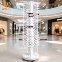 360° Rotatable Sunglasses Display Tower Floor Standing Eyewear Organizer Rack for Optician Shop & Supermarket