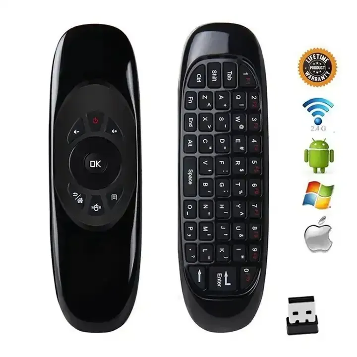 Venta al por mayor C120 Air Mouse Control Remoto Universal 2,4G Air Mouse Gyro C120 mini Teclado para Android TV