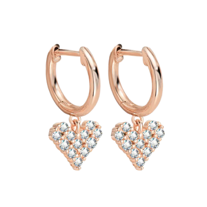 Pendientes de Aro de Diamantes de Forma Redonda con Certificado GRA, Chapados en Oro Rosa de 14K, con Moissanita en Forma de Corazón, Regalo para Bodas y Fiestas - Product Image 5