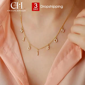 스테인레스 스틸 14K 금도금 마이크로 상감 지르콘 편지 개인 이름 목걸이 DIY 맞춤형 이름 목걸이 Dropshipping - Product Image 1