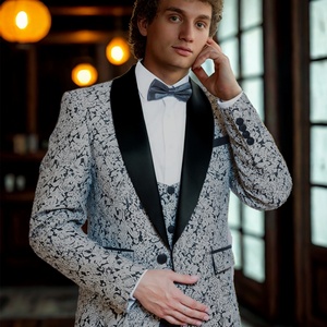 Traje de Esmoquin Floral Ajustado para Hombre, Traje Slim Fit Hecho a Medida, Esmoquin Brillante para Boda, Traje Personalizado - Product Image 4