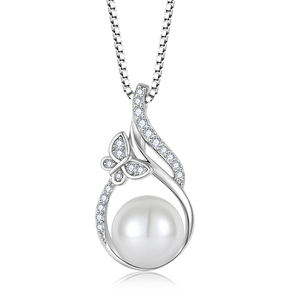 <span class=keywords><strong>Collana</strong></span> di perle donna S925 pura farfalla in <span class=keywords><strong>argento</strong></span> geometrico vuoto <span class=keywords><strong>Swarovski</strong></span> <span class=keywords><strong>collana</strong></span> di perle bianche personalizzazione all'ingrosso - Product Image 1