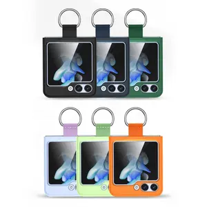 2023ใหม่สำหรับ Samsung flip 5เคสแข็งสีด้านสำหรับ Galaxy Z flip 3 Z 4เคสโทรศัพท์สีทึบพร้อมห่วง