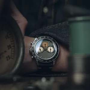 Montre de luxe moderne CILOA pour hommes, montres à quartz de haute qualité, bracelet en cuir imperméable, grand chronographe tendance - Product Image 5