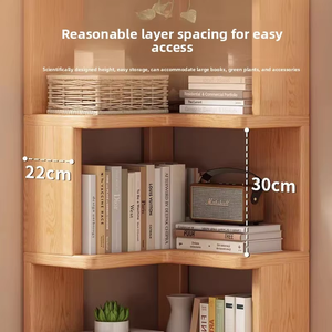 Libreria Moderna in Legno Massello, <span class=keywords><strong>Scaffale</strong></span> Angolare da Terra con 10+ Ripiani, Salvaspazio e Compatta, Ideale per Studenti e Casa - Product Image 3