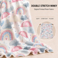 Tissu en peluche doux arc-en-ciel imprimé numériquement, tissu minky double extensible personnalisé, vente en gros pour les couvertures et jouets pour enfants