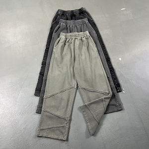 Pantalones de Lana Personalizados para Hombre, Estilo Retro, con Bordado, Pierna Recta, Acampanados, con Efecto Desgastado - Product Image 1