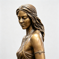 Statue de déesse en laiton, épaisseur de paroi 3-5 mm, sculpture élégante de dame en robe drapée pour la décoration artistique des villas et des halls d'hôtels