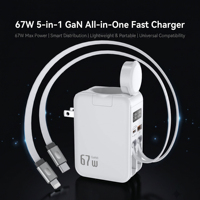 Cargador GaN de 67W con Pantalla y Enchufe US/JP, Tipo-C PD, Certificación ETL, CE, FCC, SAA, Carga Rápida para Computadora