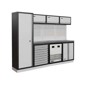 FERVI - A008U Meuble d'atelier modulaire avec plan de travail en acier inoxydable 2640x498x2000mm - EAN 8012667371883 WORKSHOP STORAGE - Product Image 1