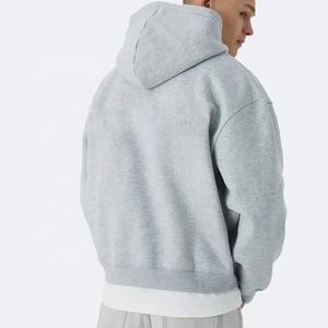 هوديز للرجال سادة عالية الجودة الوزن الثقيل هوديس انخفض الكتف Boxy Cropped <span class=keywords><strong>up</strong></span> Hoodie - Product Image 3