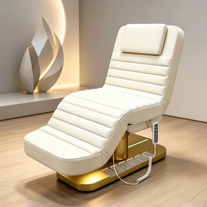 Cama de Lujo para Extensiones de Pestañas con Base Dorada, Motorizada e Hidráulica, para Esteticistas y Spas - Product Image 1