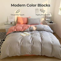 Housse de couette moderne en polyester tricoté + taie d'oreiller, ensemble trois pièces, couleur unie, lavable, 200TC, literie pour la maison, vente en gros
