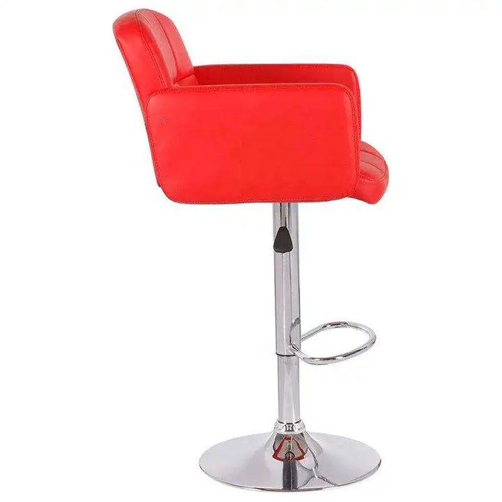 Modern Design Adjustable Comfortable Pu Leather Seat Swivel Red Bar