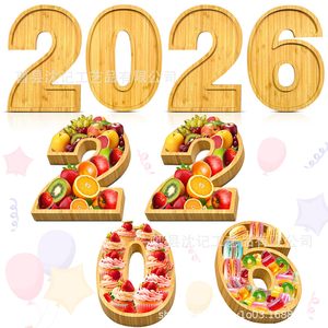 Wooden 2026 <b>Tray</b> Letter Print Serving Dish For Party <b>Snacks</b> Fruits Vegetables Cheese Residential Use - Product Image 5