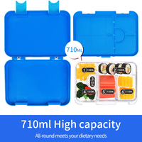 Boîte à lunch bento pour enfants, 1000 ml, 5 compartiments, grande taille, anti-fuite, anti-déversement, moulage par injection, rectangulaire, compatible micro-ondes