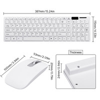 Mini souris multimédia sans fil ultra-mince et silencieuse 2.4Ghz, ensemble clavier et souris Combo