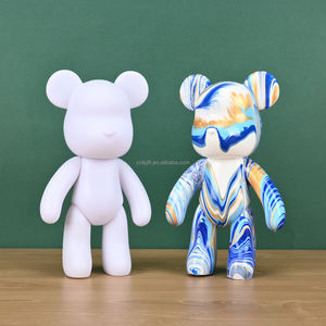 Graffiti para niños juguetes pintados a mano DIY fluido oso Rhinestone oso muñeca Doodle blanco en blanco hucha juguete sin yeso al por mayor - Product Image 4