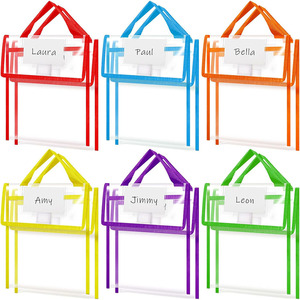 Fundas Protectoras para Libros Gruesas y Transparentes de <span class=keywords><strong>12</strong></span> x 10 x <span class=keywords><strong>1.18</strong></span> Pulgadas con Etiquetas para Nombres y Asas, Bolsas Organizadoras para Libros para Suministros de Oficina y Escolares - Product Image 1