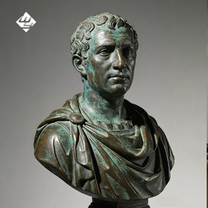 Scultura a grandezza naturale in bronzo stile Augustano Romano, busto decorativo da giardino per esterni, ornamento artistico astratto in metallo per parchi - Product Image 3