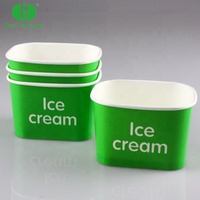 Gobelet en papier carré jetable à paroi simple personnalisé avec couvercle en plastique pour la crème glacée, le sucre et les biscuits